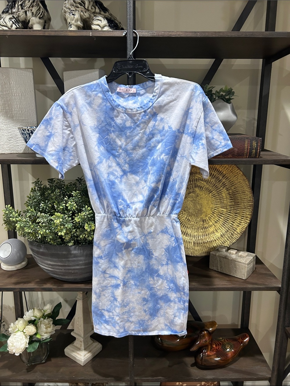 Blue Blush small No Casual Tie-Dye Blue Short Sleeve Women’s Dress